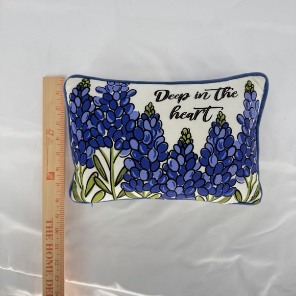 Texas Bluebonnet "Deep In The Heart" Mini Decorative Pillow 8"x13" Double Sided - Picture 4 of 6